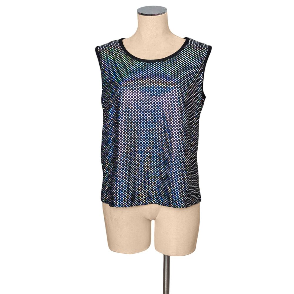 Vintage CARON Chicago Rainbow Sequins Disco Sparkly 70's  Top 12